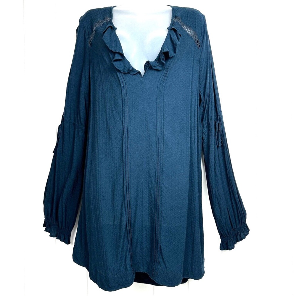 Free People V Neck Ruffle Tunic